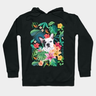 Tropical Black White Frenchie French Bulldog Hoodie